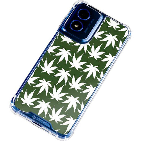Marijuana Leaf White Pattern Moto G 5G (2024) Clear Case